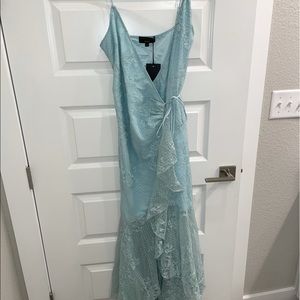 Michael Costello x Revolve Blue lace maxi dress